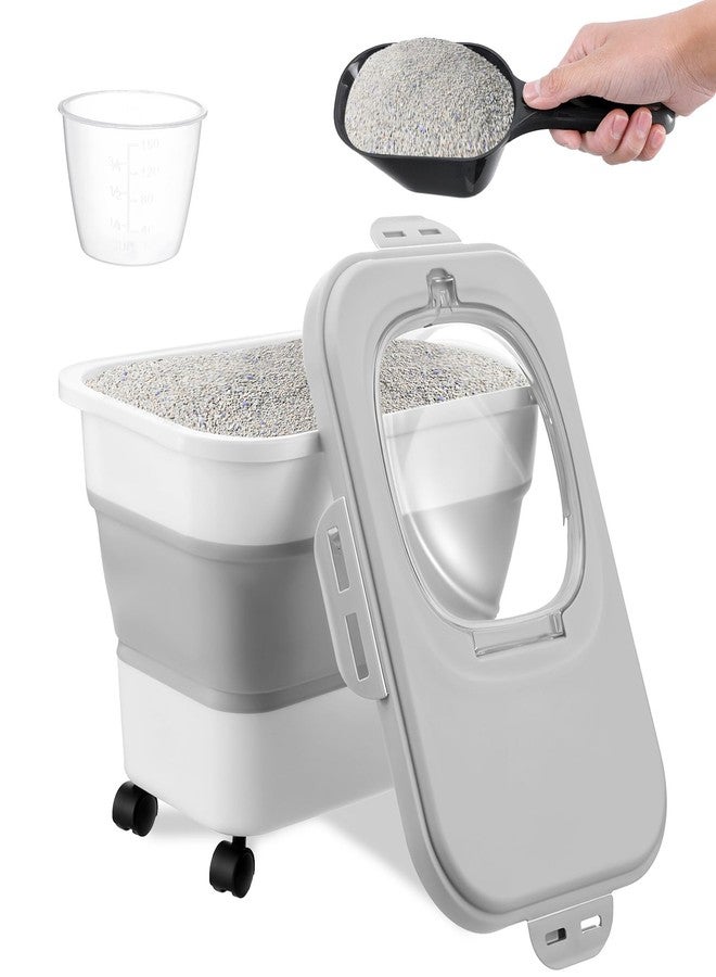 wutfuooo Cat Litter Storage Bin Container with Airtight Lids, Portable Cat Litter Storage Container with Wheels, Kitchen Cereal Rice Leakproof Sealable - Image 1